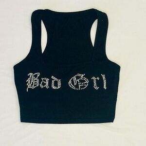 Black Women’s Bling “Bad Girl” Crop Top. Size Small.